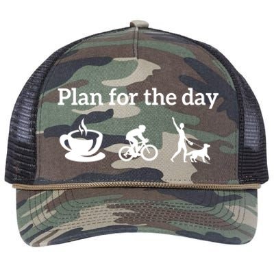 Cycling Biking Lover Gift Plan For The Day Coffee Dogs Gift Retro Rope Trucker Hat Cap