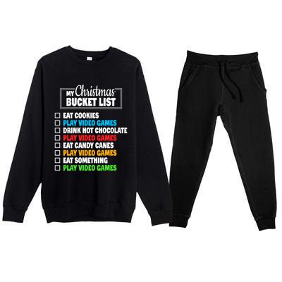 Christmas Bucket List Video Gamer Xmas Cute Gift Premium Crewneck Sweatsuit Set