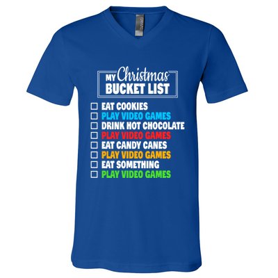 Christmas Bucket List Video Gamer Xmas Cute Gift V-Neck T-Shirt