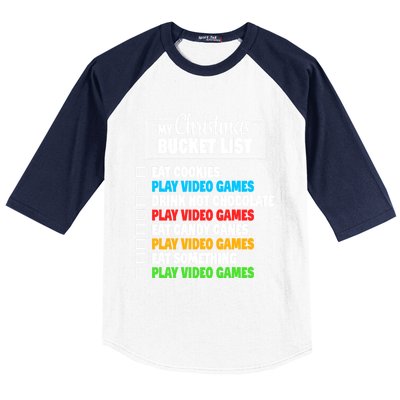 Christmas Bucket List Video Gamer Xmas Cute Gift Baseball Sleeve Shirt