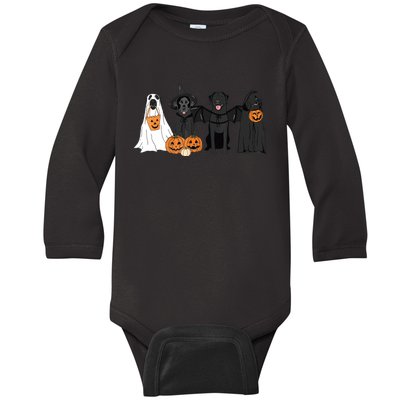 Cute Black Labrador Dog Halloween Pumpkin Labrador Dog Mom Baby Long Sleeve Bodysuit