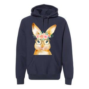 Cute Bunny Leopard Sunglasses Flowers Women Easter Day Premium Hoodie