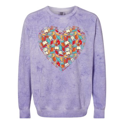 Cute Book Lover Reading Fan Heart Colorblast Crewneck Sweatshirt