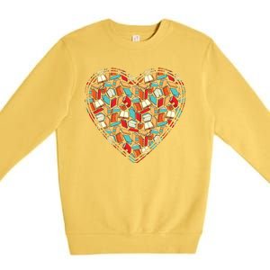 Cute Book Lover Reading Fan Heart Premium Crewneck Sweatshirt