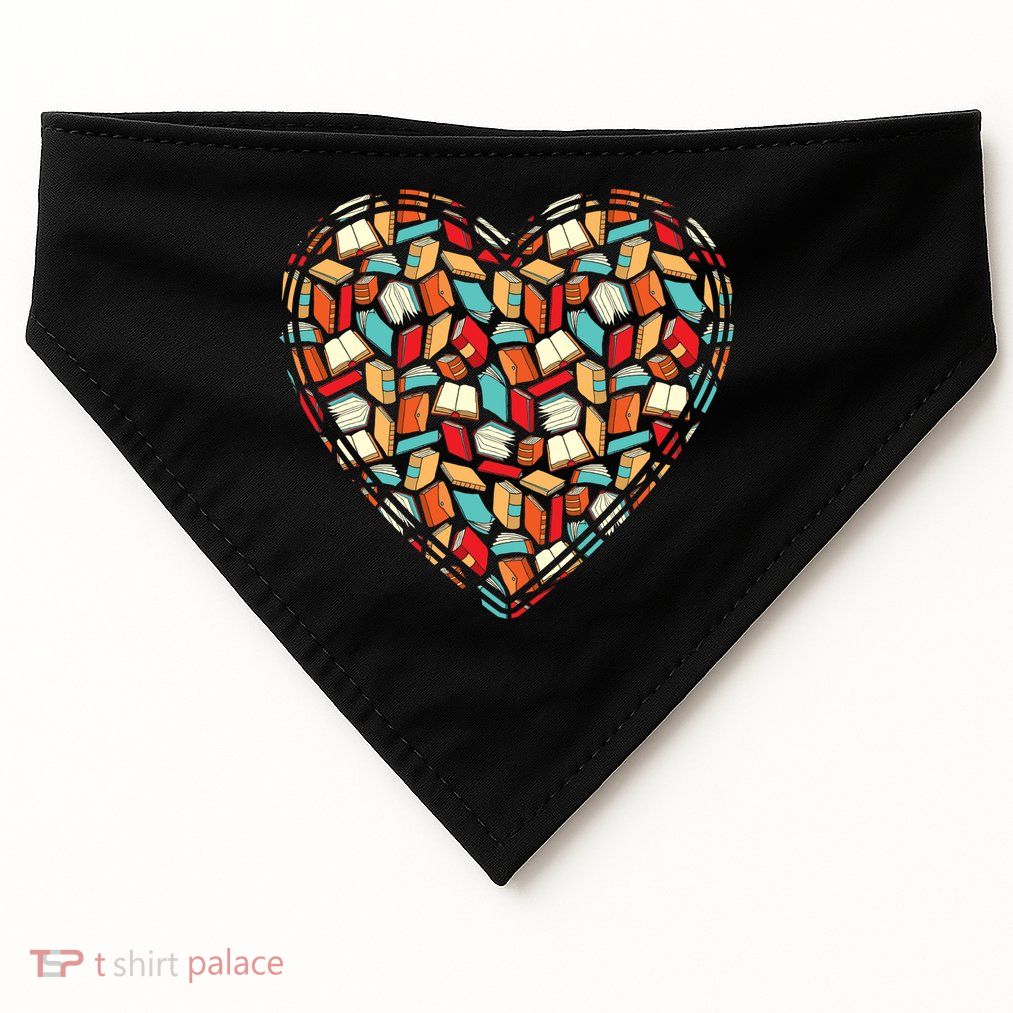 Cute Book Lover Reading Fan Heart USA-Made Doggie Bandana