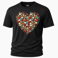 Cute Book Lover Reading Fan Heart Cooling Performance Crew T-Shirt