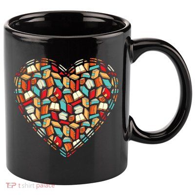 Cute Book Lover Reading Fan Heart 11oz C Handle Ceramic Mug