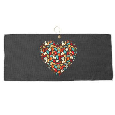 Cute Book Lover Reading Fan Heart Large Microfiber Waffle Golf Towel