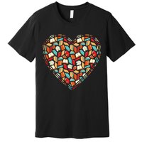 Cute Book Lover Reading Fan Heart Premium T-Shirt