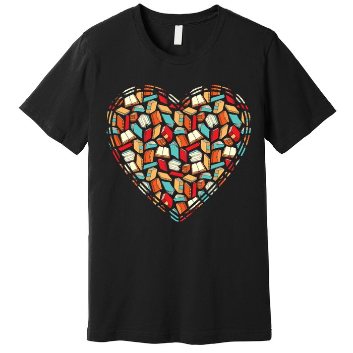 Cute Book Lover Reading Fan Heart Premium T-Shirt
