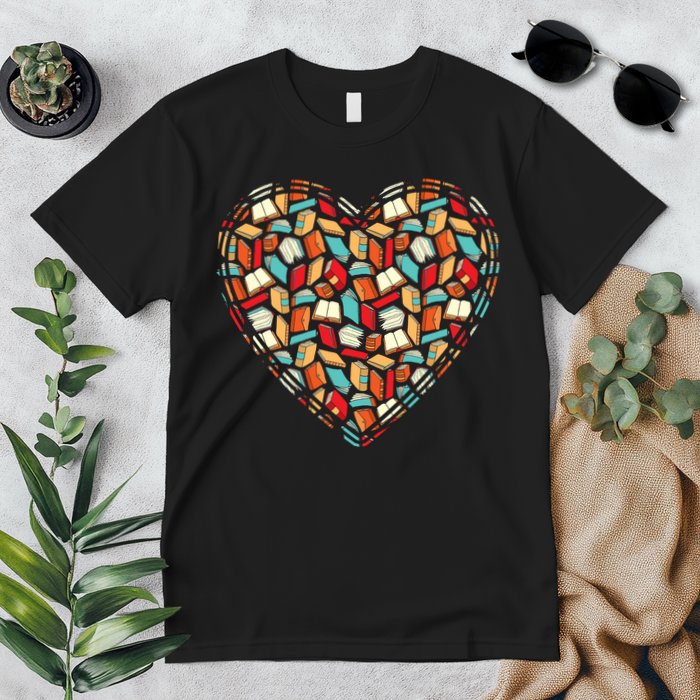 Cute Book Lover Reading Fan Heart Premium T-Shirt