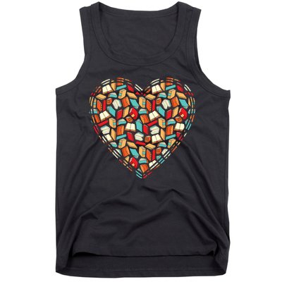 Cute Book Lover Reading Fan Heart Tank Top