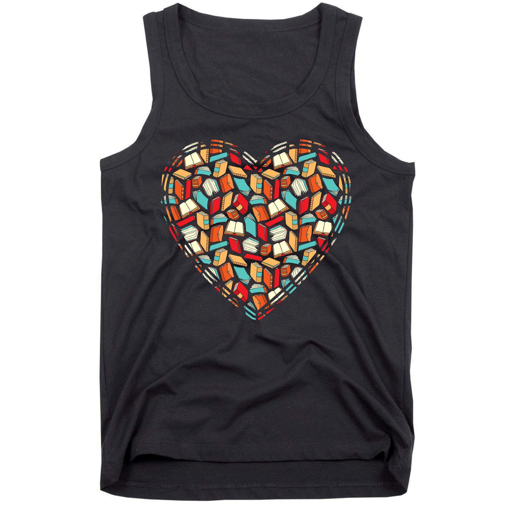 Cute Book Lover Reading Fan Heart Tank Top
