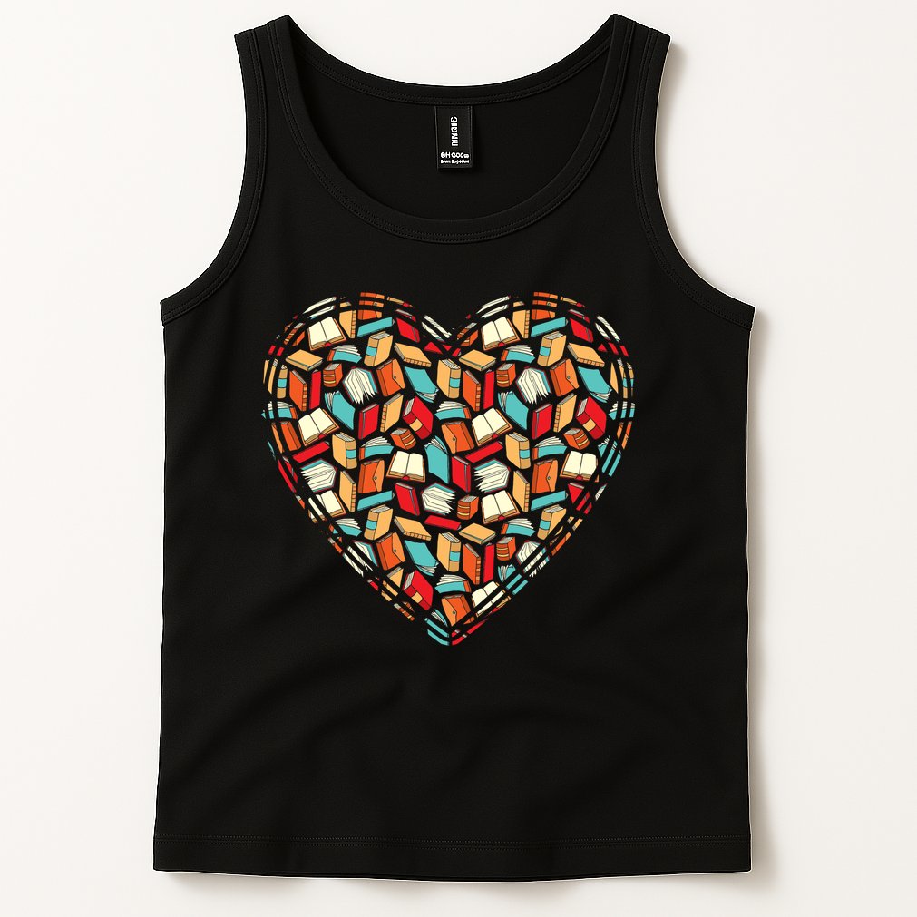 Cute Book Lover Reading Fan Heart Tank Top