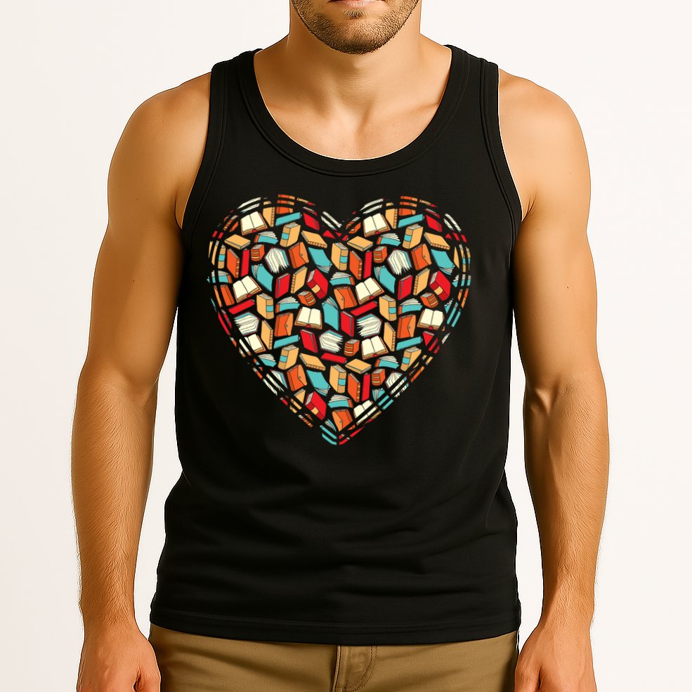 Cute Book Lover Reading Fan Heart Tank Top