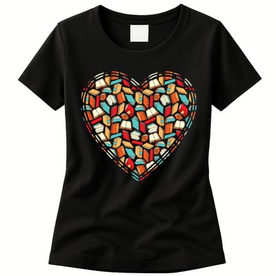 Cute Book Lover Reading Fan Heart Womens T-Shirt
