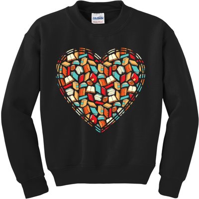 Cute Book Lover Reading Fan Heart Kids Sweatshirt
