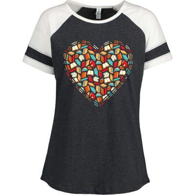 Cute Book Lover Reading Fan Heart Enza Ladies Jersey Colorblock Tee