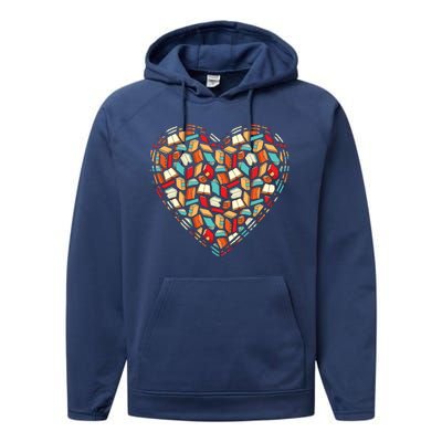 Cute Book Lover Reading Fan Heart Performance Fleece Hoodie