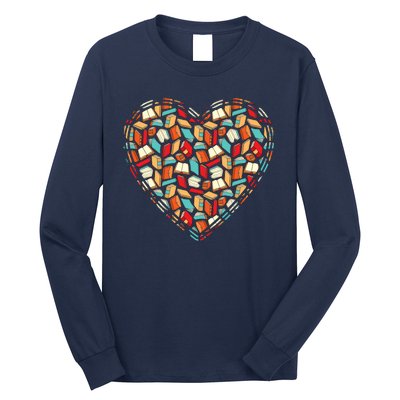 Cute Book Lover Reading Fan Heart Long Sleeve Shirt