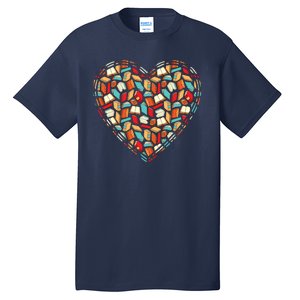 Cute Book Lover Reading Fan Heart Tall T-Shirt