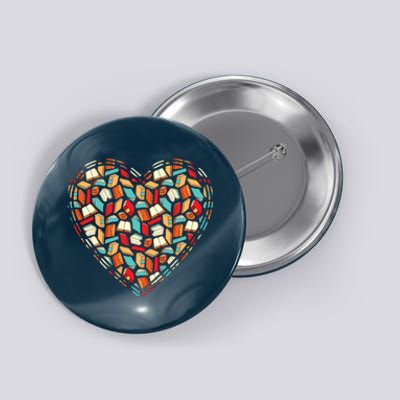 Cute Book Lover Reading Fan Heart Button