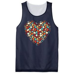 Cute Book Lover Reading Fan Heart Mesh Reversible Basketball Jersey Tank