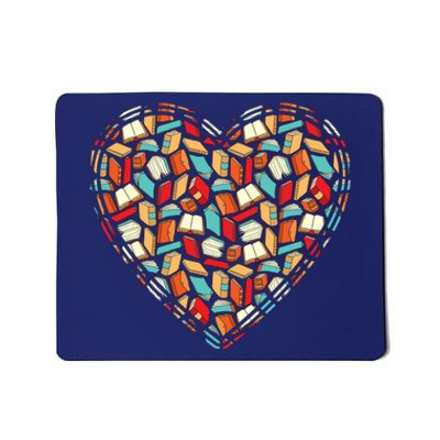 Cute Book Lover Reading Fan Heart Mousepad