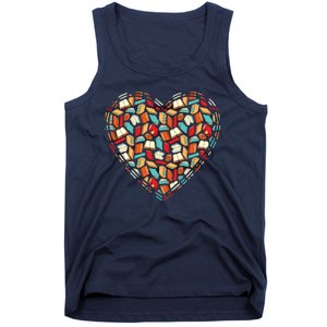 Cute Book Lover Reading Fan Heart Tank Top