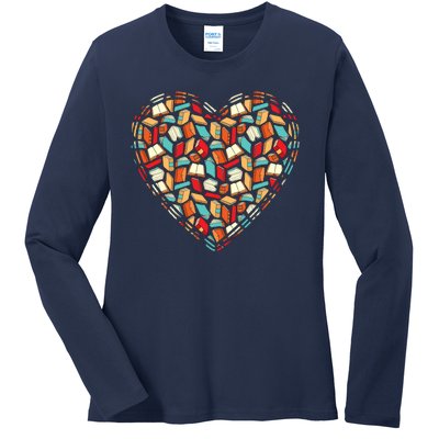 Cute Book Lover Reading Fan Heart Ladies Long Sleeve Shirt