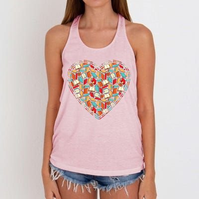 Cute Book Lover Reading Fan Heart Women's Knotted Racerback Tank