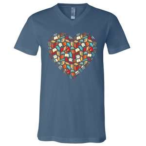 Cute Book Lover Reading Fan Heart V-Neck T-Shirt