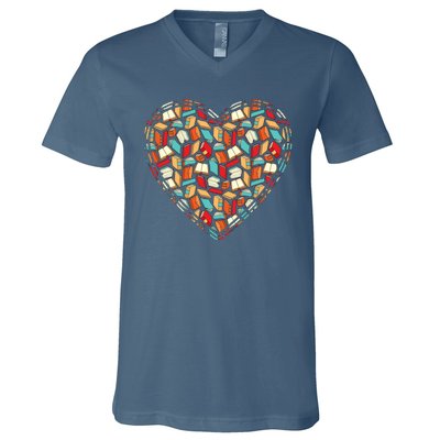 Cute Book Lover Reading Fan Heart V-Neck T-Shirt