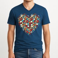 Cute Book Lover Reading Fan Heart V-Neck T-Shirt