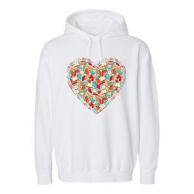 Cute Book Lover Reading Fan Heart Garment-Dyed Fleece Hoodie