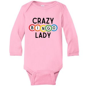 Crazy Bingo Lady Baby Long Sleeve Bodysuit