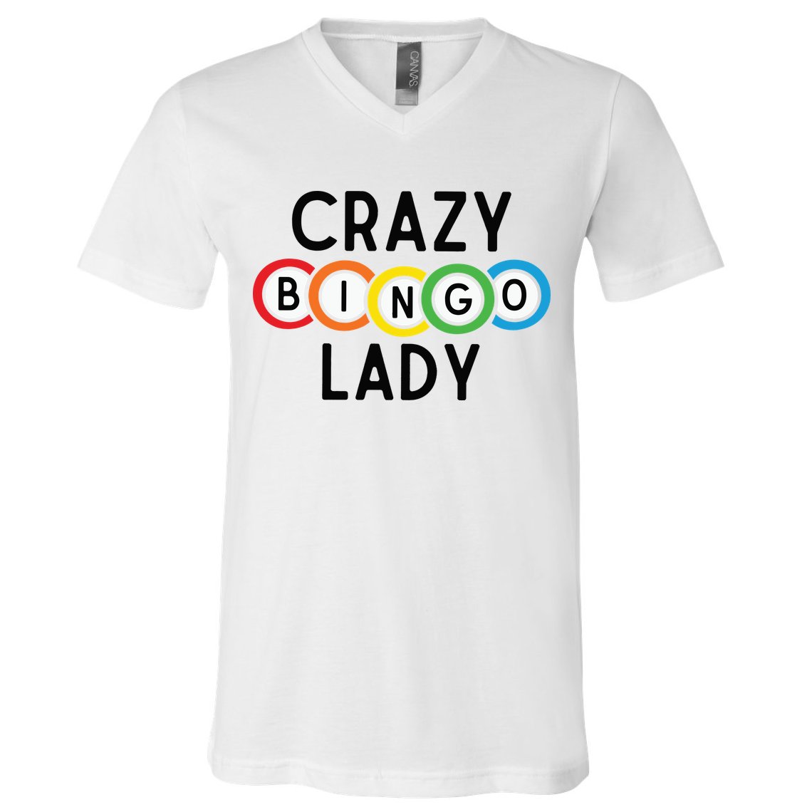 Crazy Bingo Lady V-Neck T-Shirt