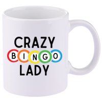 Crazy Bingo Lady 11oz C Handle Ceramic Mug