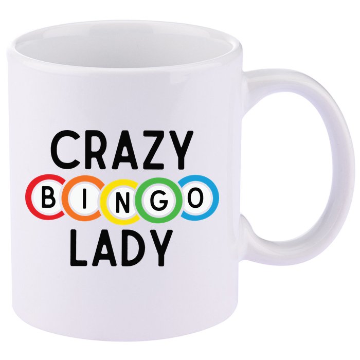Crazy Bingo Lady 11oz C Handle Ceramic Mug