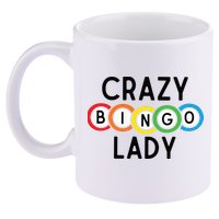 Crazy Bingo Lady 11oz C Handle Ceramic Mug