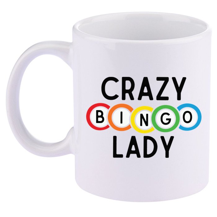 Crazy Bingo Lady 11oz C Handle Ceramic Mug