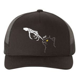 Cat Black Lover Skeleton Hand Boop Funny Halloween Yupoong Adult 5-Panel Trucker Hat