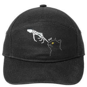 Cat Black Lover Skeleton Hand Boop Funny Halloween 7-Panel Snapback Hat