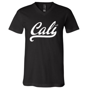 Cali Black Logo V-Neck T-Shirt