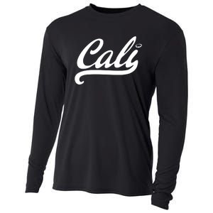 Cali Black Logo Cooling Performance Long Sleeve Crew