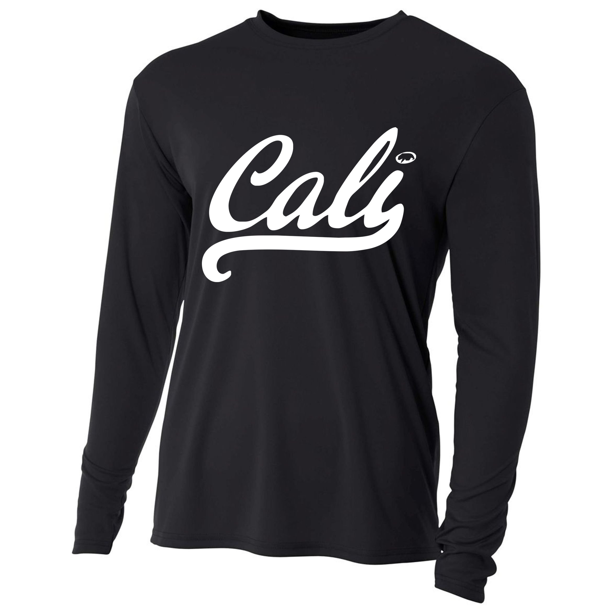 Cali Black Logo Cooling Performance Long Sleeve Crew