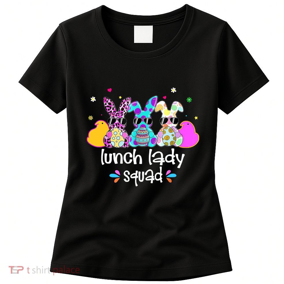 Cute Bunnies Lunch Lady Squad Bunny Happy Easter Womens T-Shirt
