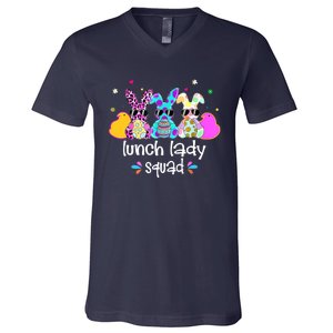 Cute Bunnies Lunch Lady Squad Bunny Happy Easter V-Neck T-Shirt