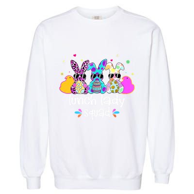 Cute Bunnies Lunch Lady Squad Bunny Happy Easter Garment-Dyed Sweatshirt