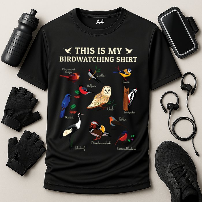 Cool Bird Lover Birdwatching Present Birdwatcher Birder Gift Cooling Performance Crew T-Shirt